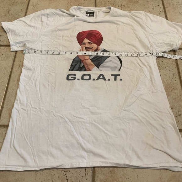 Sidhu Moose Wala "G.O.A.T." Tribute T-Shirt XL | White Softstyle Punjabi Rapper - Picture 5 of 5